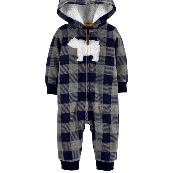 Bundle of 2 Carter’s 18 Month fleece jumpsuits - Picture 4 of 5